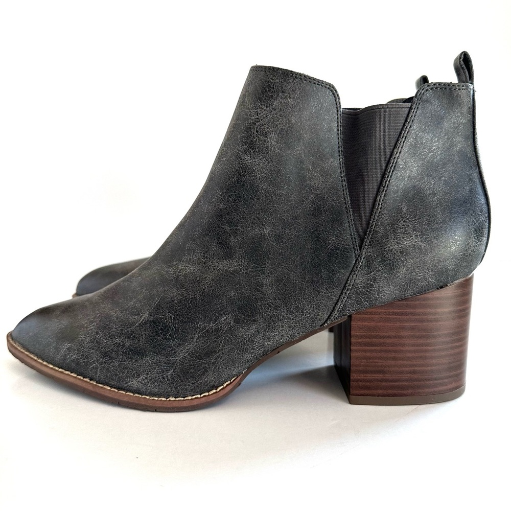 BC BORN IN CALIF DEPTH MARBLED FAUX NUBUCK POINTED-TOE BLOCK HEEL ANKLE BOOT Sz9
